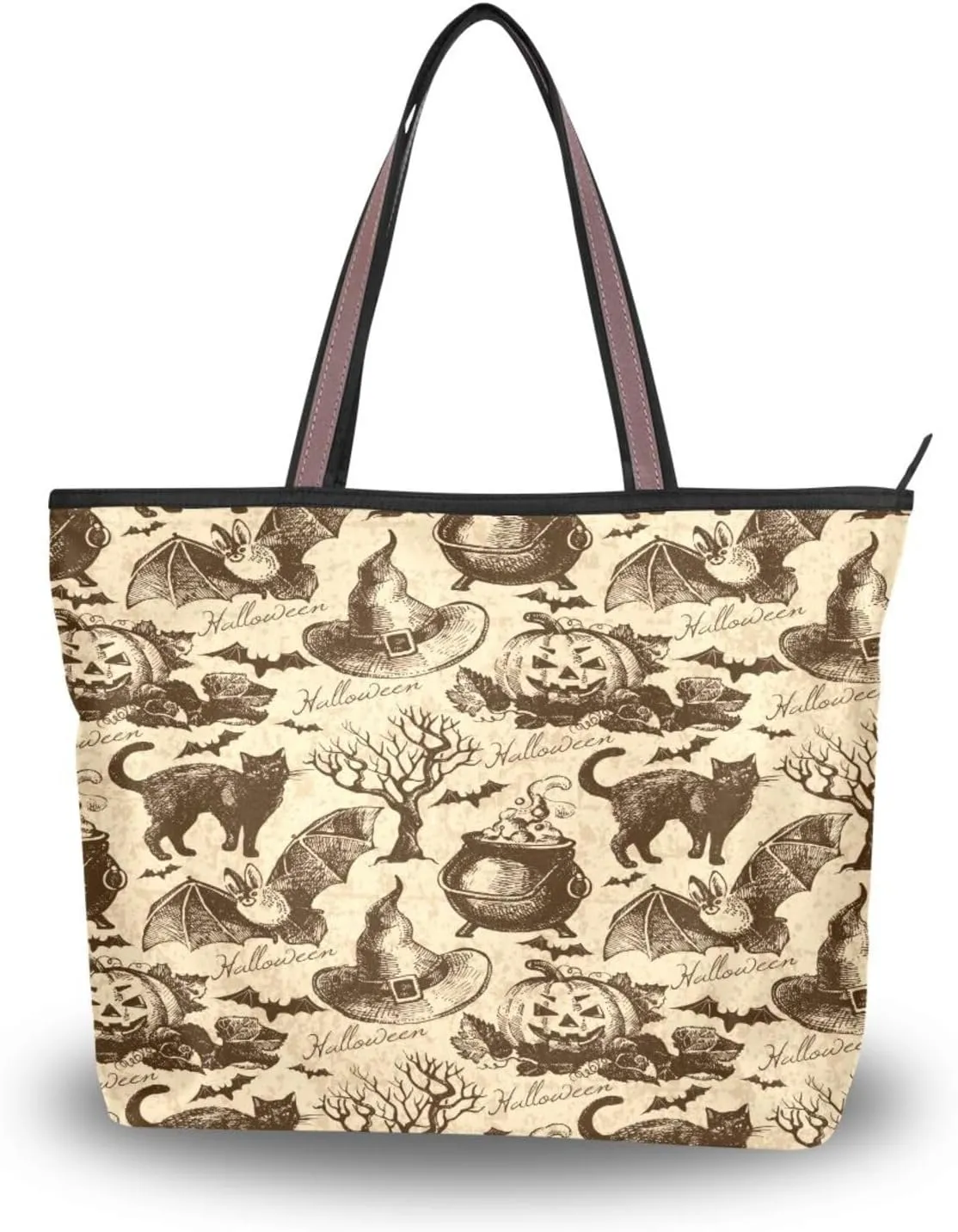 Tote Bag for Women with Zipper,Polyester Tote Purse Holiday Tote Bag Work Handbag Women Gift