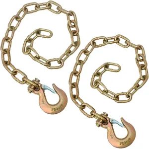 Trailer Safety Chain 1/4” x 35” 2 Pack - Grade 70 Transport Chain with Clevis Hook