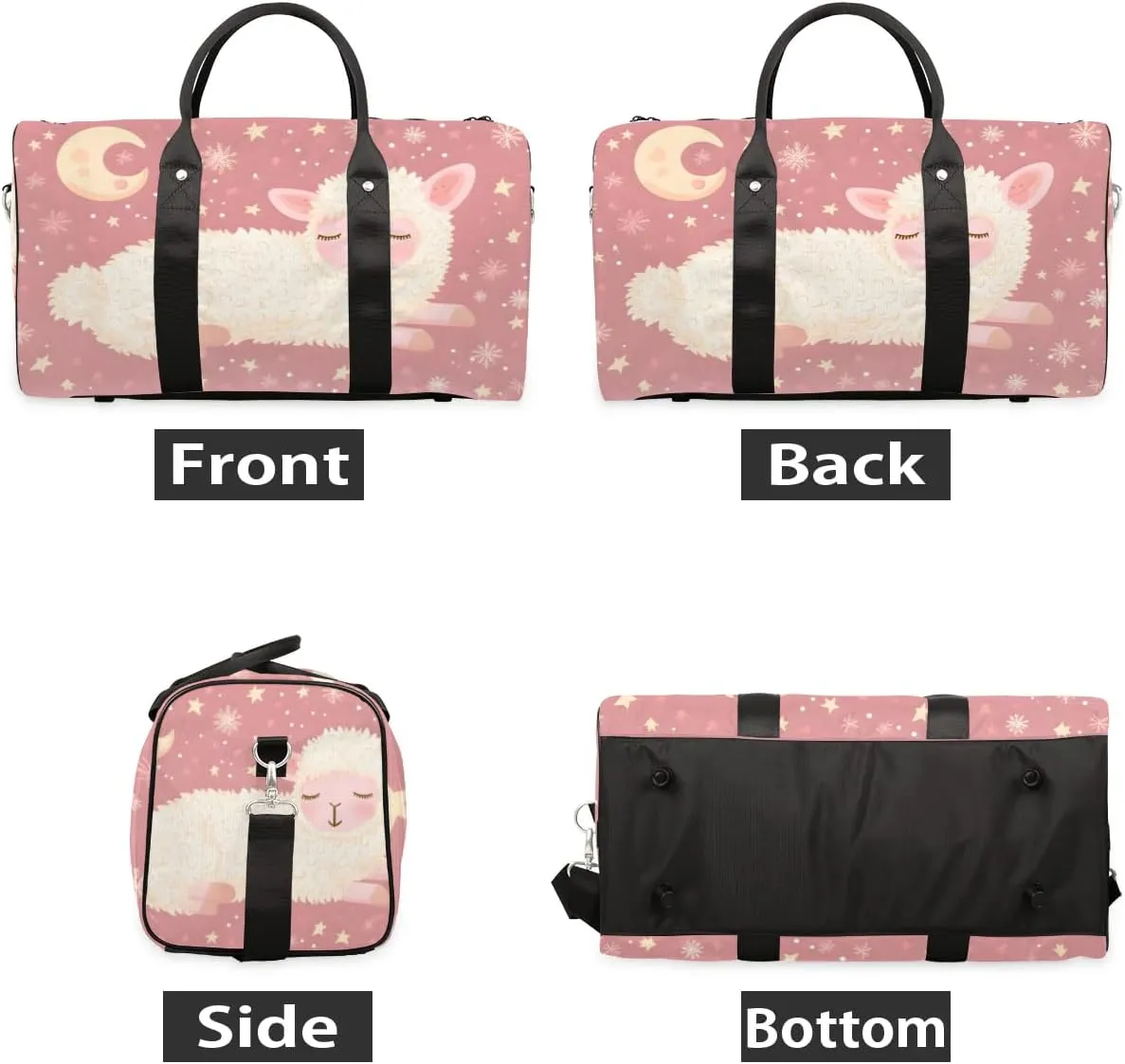 Travel Duffel Bag, Cute Animal Sheep Good Night Sports Tote Gym Bag Foldable Western Aztec Weekender Bag Carry on Luggage Handle Bag Overnight Shoulder Bag for Women Men,A-1703