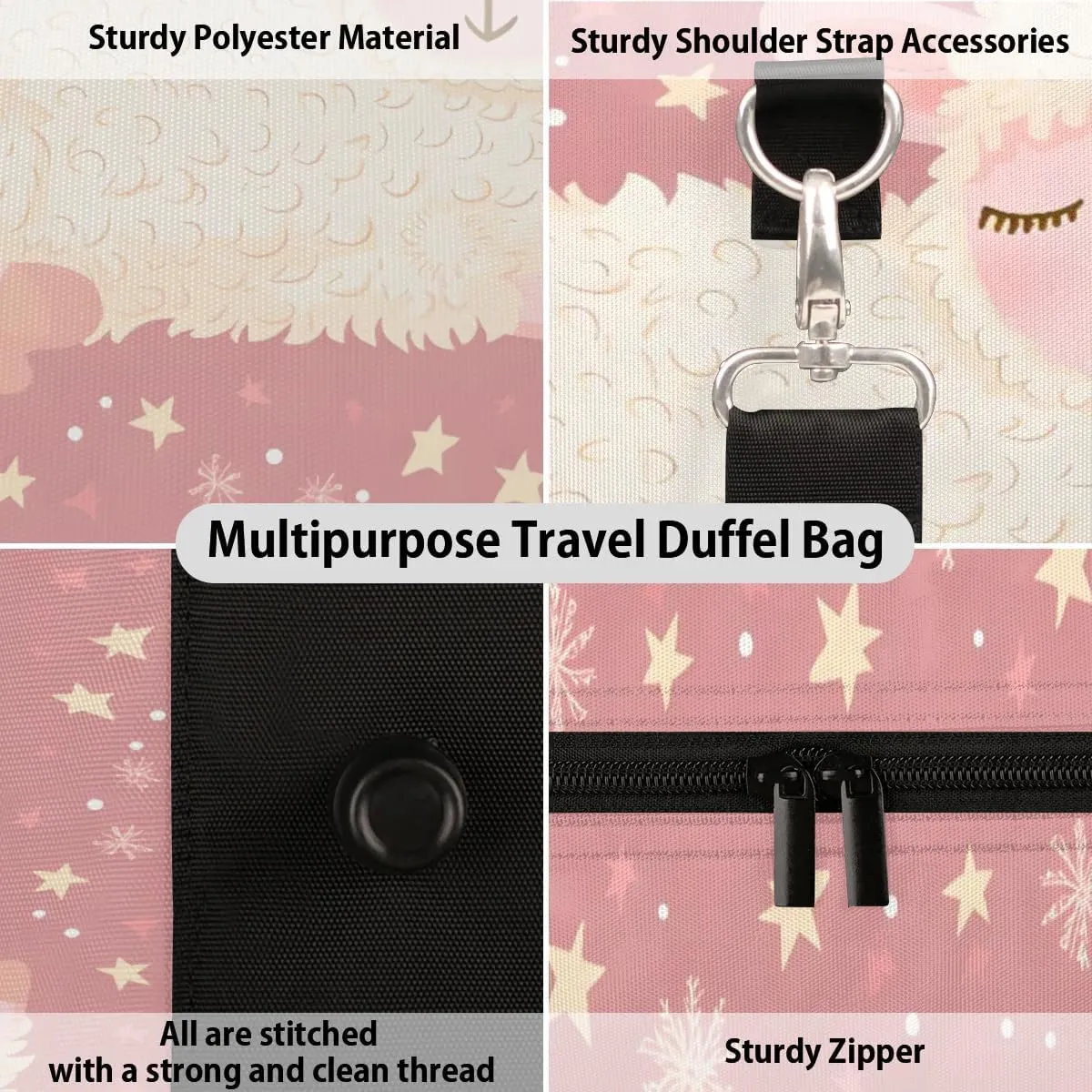 Travel Duffel Bag, Cute Animal Sheep Good Night Sports Tote Gym Bag Foldable Western Aztec Weekender Bag Carry on Luggage Handle Bag Overnight Shoulder Bag for Women Men,A-1703