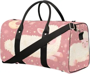 Travel Duffel Bag, Cute Animal Sheep Good Night Sports Tote Gym Bag Foldable Western Aztec Weekender Bag Carry on Luggage Handle Bag Overnight Shoulder Bag for Women Men,A-1703