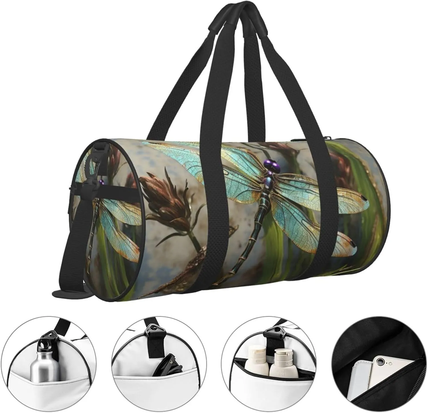 Travel Duffel Bag Dancing Dragonfly Weekender Overnight Bag For Men Women Large Capacity Sports Gym Bag Canvas Carry On Tote Bags For Travel Yoga