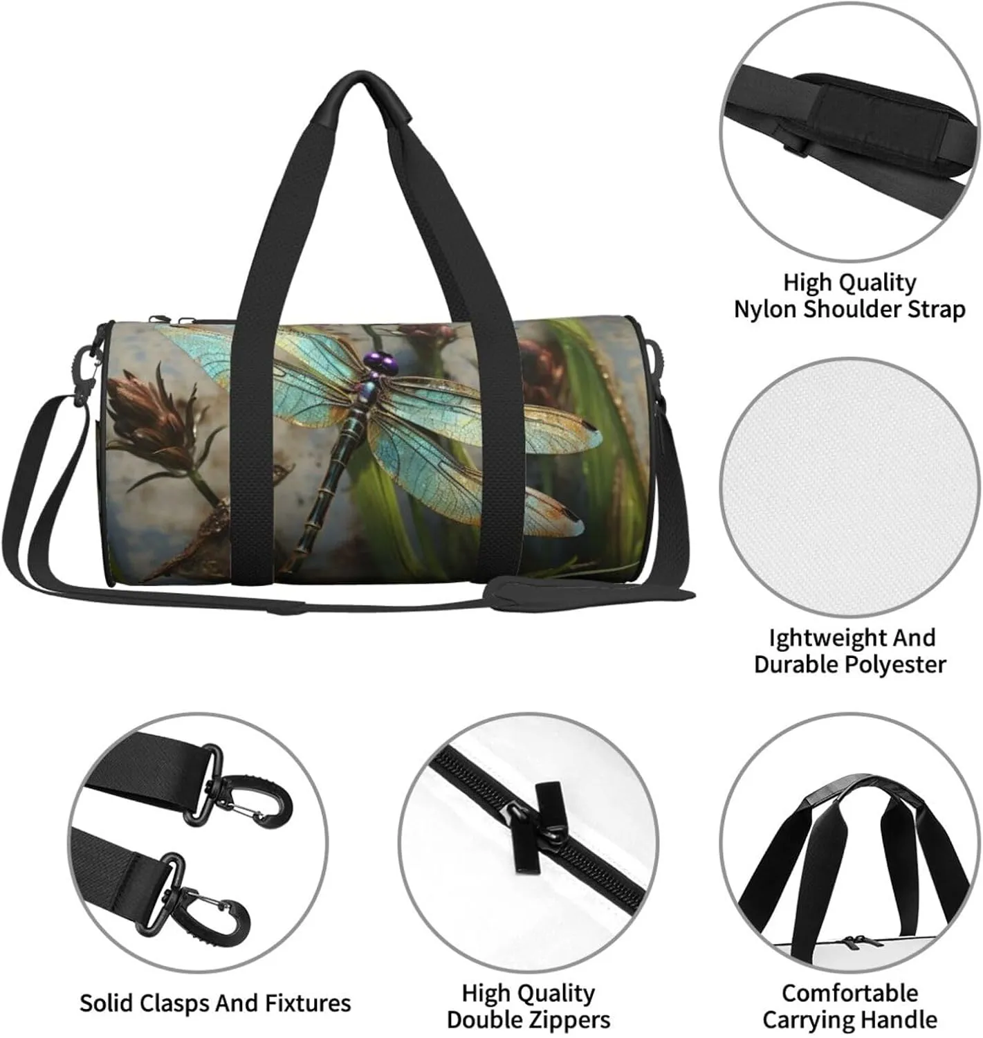 Travel Duffel Bag Dancing Dragonfly Weekender Overnight Bag For Men Women Large Capacity Sports Gym Bag Canvas Carry On Tote Bags For Travel Yoga