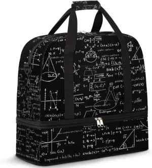 Travel Duffel Bag Education Math Formula Sport Gym Bag for Woman Man,Waterproof Foldable Weekend Overnight Bag for Yoga Workout Training with Shoe Compartment