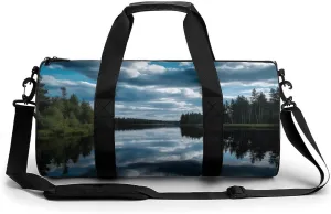 Travel Duffel Bag Weekender Bags for Men Women Large Capacity Overnight Bags Calm Lake Surface Travel Sports Gym Bag Canvas Carry On Tote Bags for Travel Yoga
