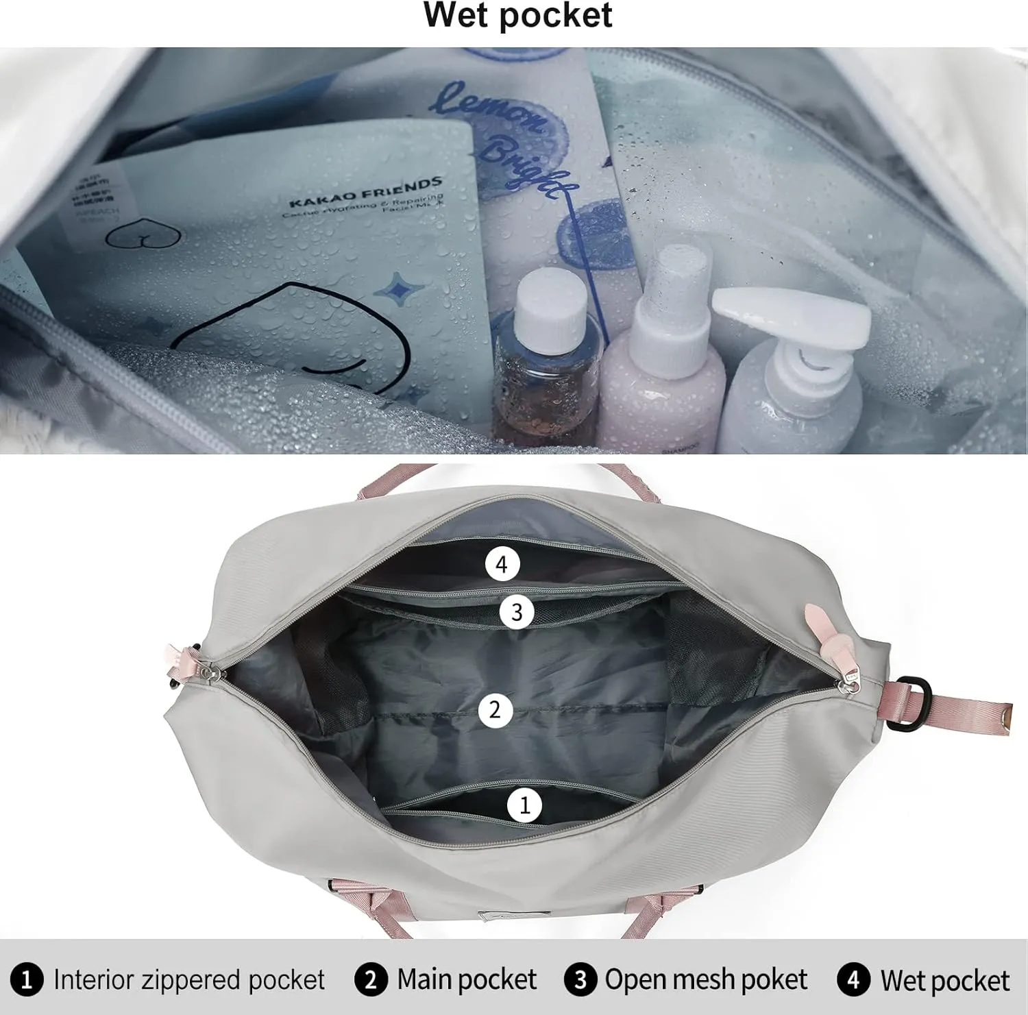 Travel Duffel Bag,Sports Tote Gym Bag,Shoulder Weekender Overnight Bag for Women