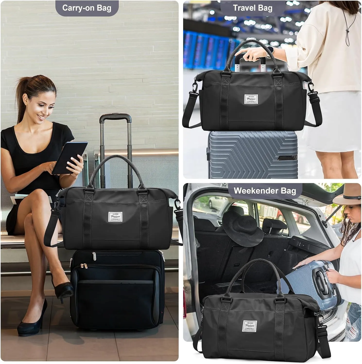Travel Duffel Bag,Sports Tote Gym Bag,Shoulder Weekender Overnight Bag for Women