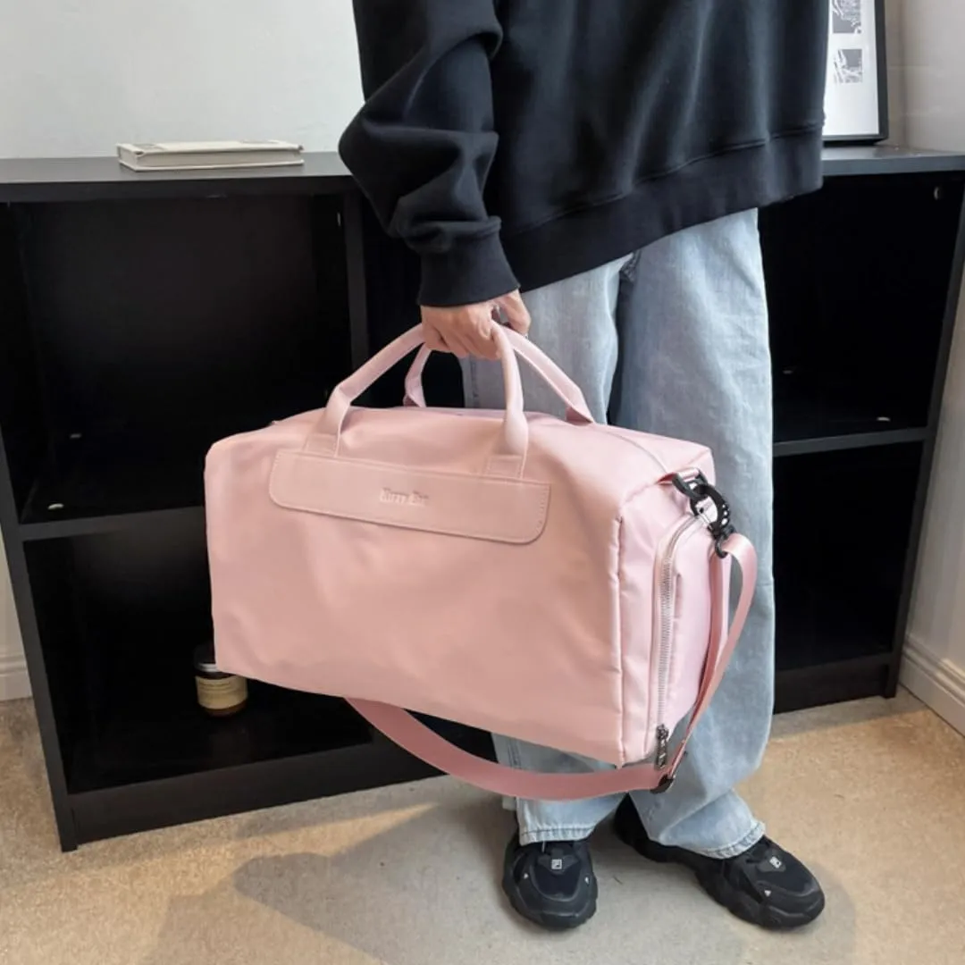 Travel Duffel Bag,Women's Dry-Wet Separated Swim & Sporty Yoga Fitness Bag -17.3x9.1x9.1" Large Capacity with Stylish Design (Pink)