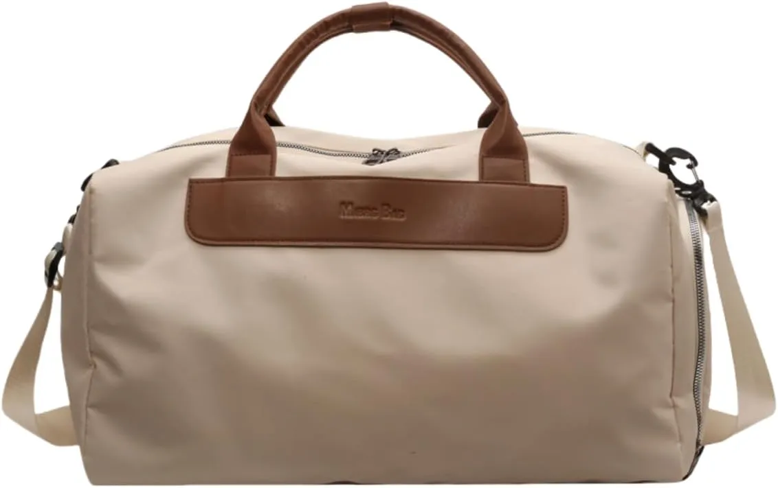 Travel Duffel Bag,Women's Dry-Wet Separated Swim & Sporty Yoga Fitness Bag -17.3x9.1x9.1" Large Capacity with Stylish Design (White)
