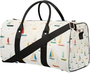 Travel Duffle Bag Cartoon Sailboats Gym Bags for Men Women Travel Duffel Bags with Adjustable Shoulder Strap Carry On Weekender Bag
