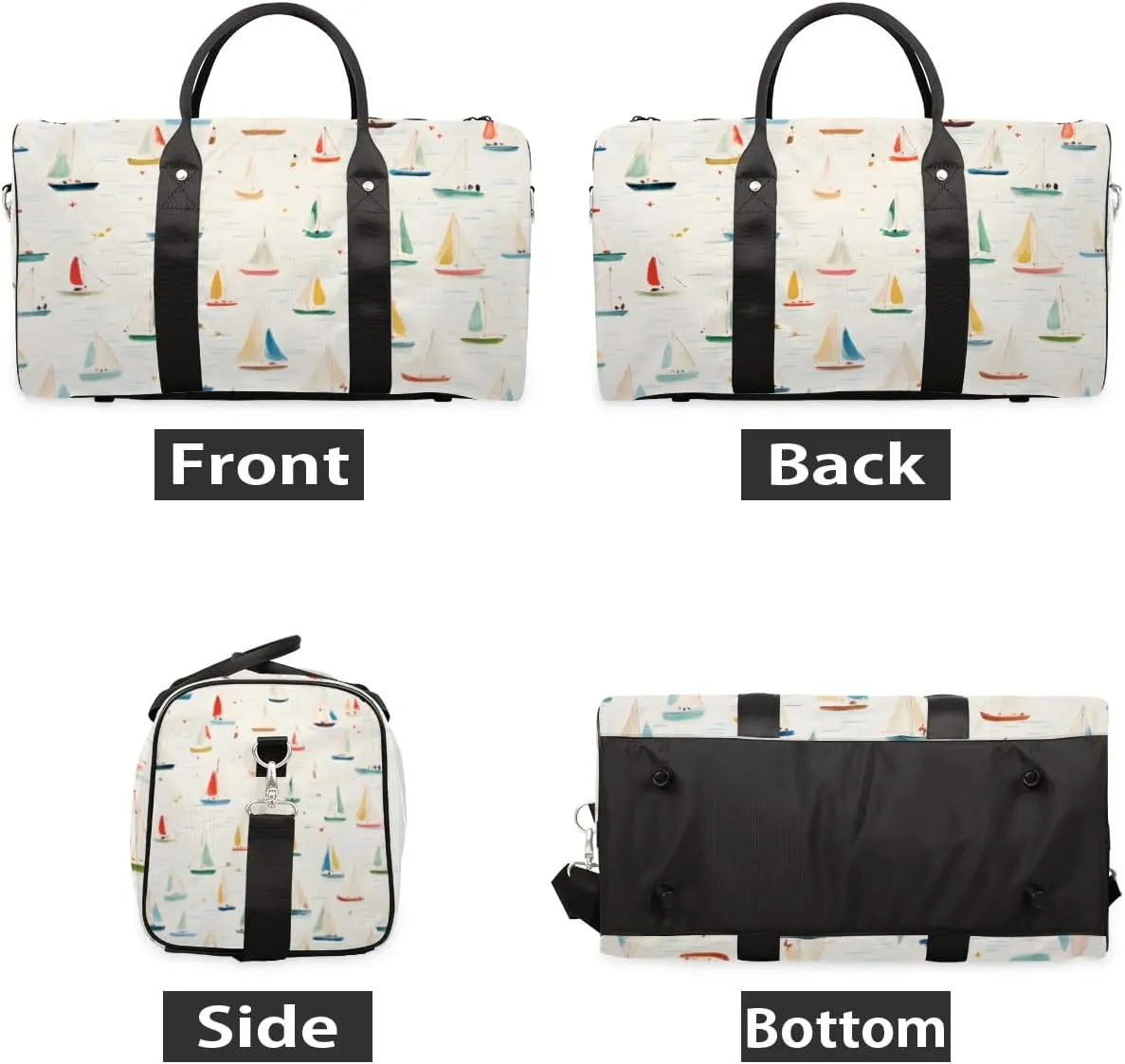 Travel Duffle Bag Cartoon Sailboats Gym Bags for Men Women Travel Duffel Bags with Adjustable Shoulder Strap Carry On Weekender Bag