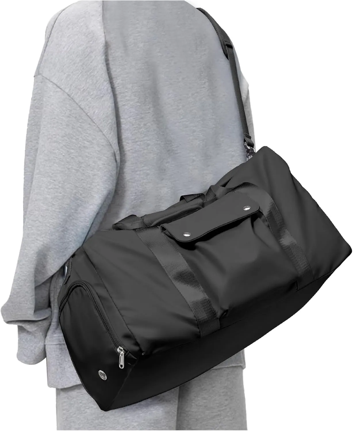 Travel Duffle Bag, Gym Bag with Shoe Compartment, Carry on Bags for Women Weekender Overnight Bag, Underseat Personal Item Bolso de Viaje - Black