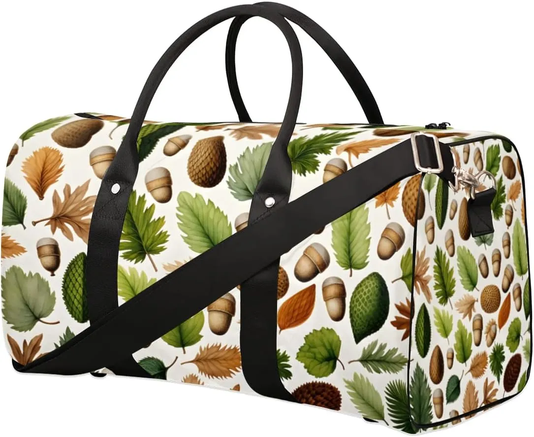 Travel Duffle Bag Leaves Acorn Fruit Gym Bags for Men Women Travel Duffel Bags with Adjustable Shoulder Strap Carry On Weekender Bag