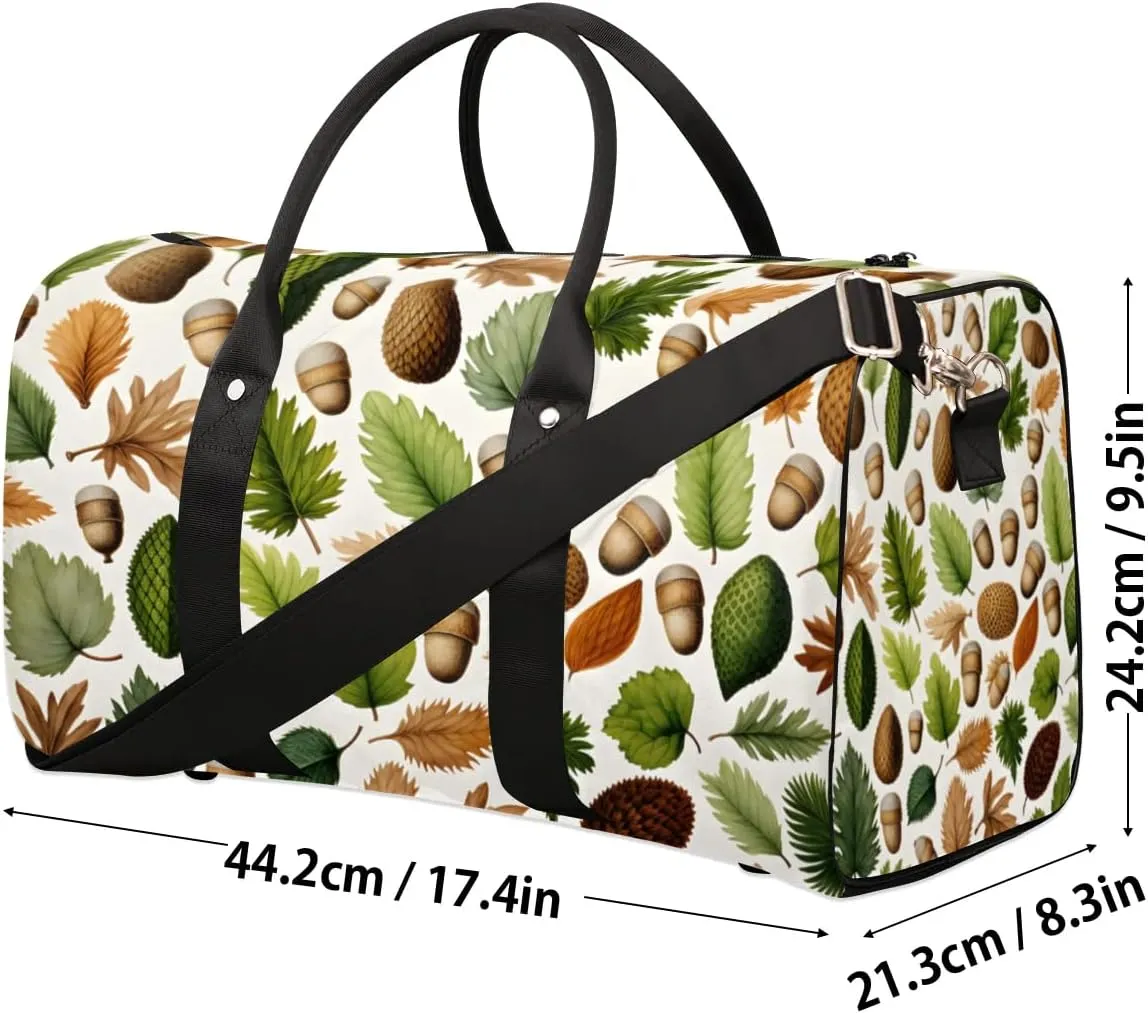 Travel Duffle Bag Leaves Acorn Fruit Gym Bags for Men Women Travel Duffel Bags with Adjustable Shoulder Strap Carry On Weekender Bag