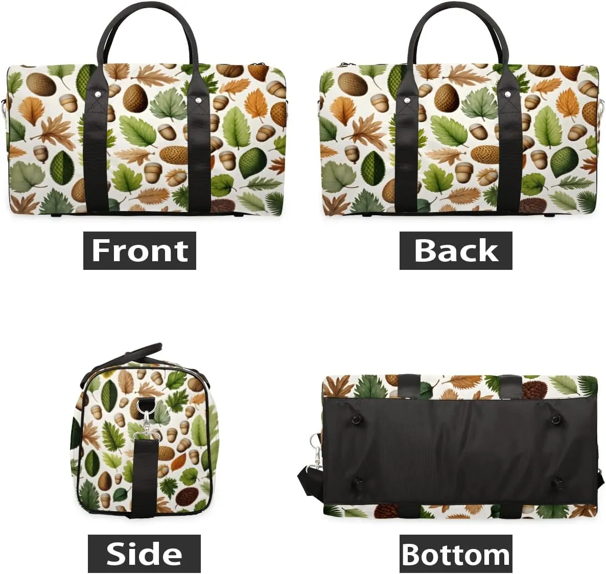 Travel Duffle Bag Leaves Acorn Fruit Gym Bags for Men Women Travel Duffel Bags with Adjustable Shoulder Strap Carry On Weekender Bag