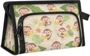 Travel Makeup Bag for Women Men Unisex Cute Monkeys Banana Multipurpose Cosmetic Wash Pouch Bag Toiletry Toiletries Shower Bag Organizer