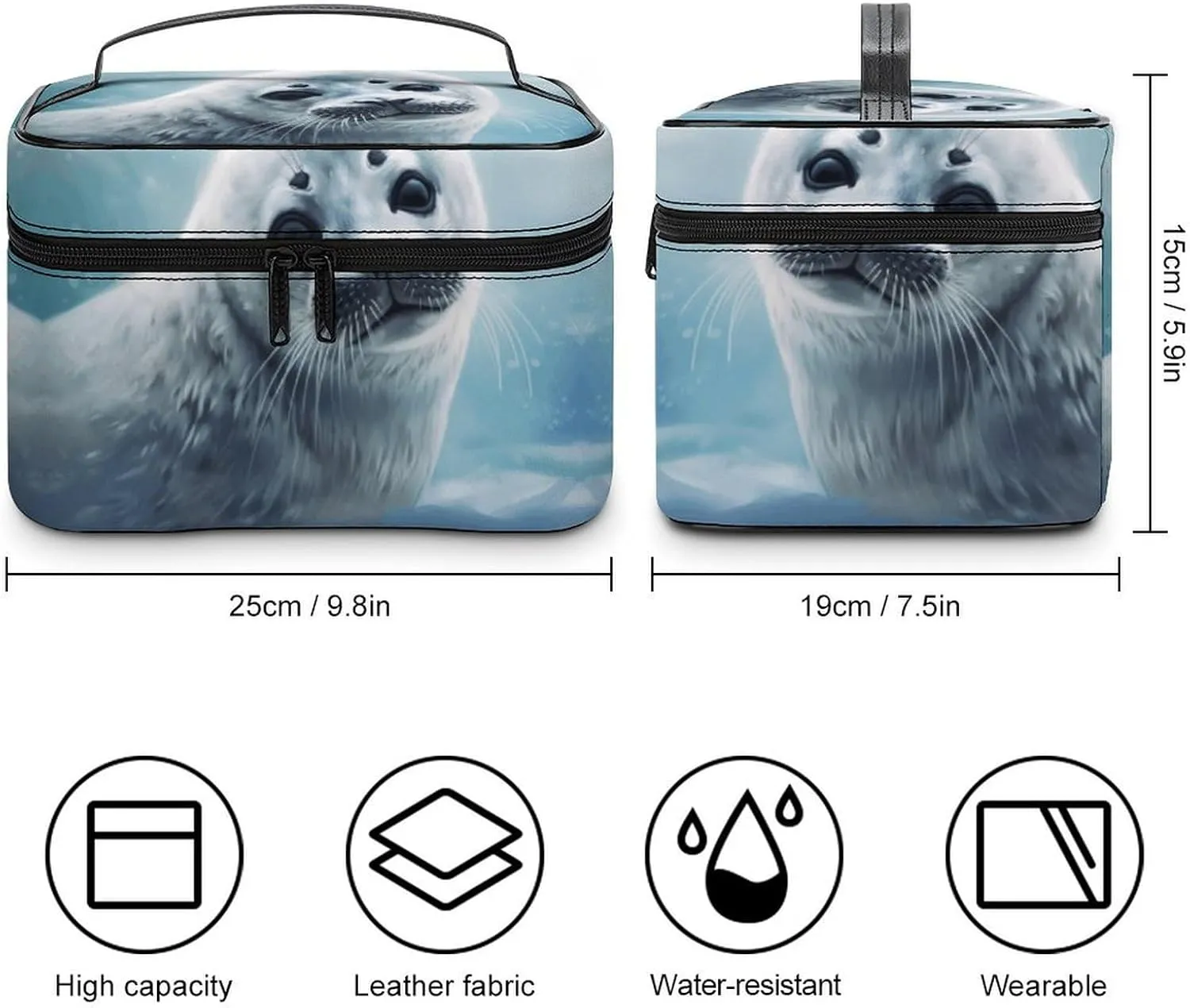 Travel Toiletry Bag for Women And Men,Harp Seal Painting Wallpaper Toiletry Organizer, Makeup Bag Travel Organizer for Shampoo,Toiletries