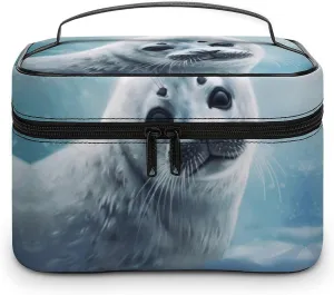 Travel Toiletry Bag for Women And Men,Harp Seal Painting Wallpaper Toiletry Organizer, Makeup Bag Travel Organizer for Shampoo,Toiletries