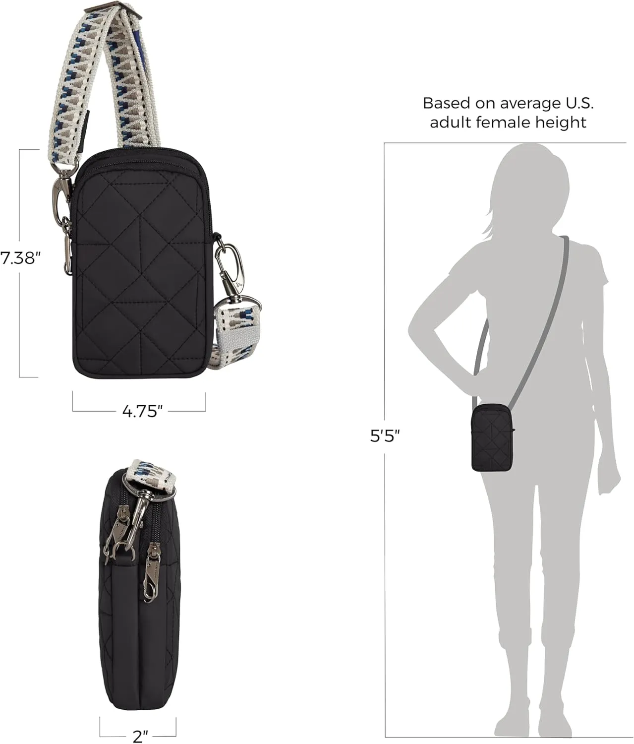 Travelon Anti-Theft Boho 2 Compartment Phone Crossbody