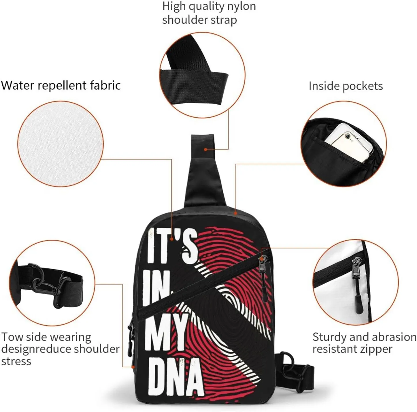 Trinidad and Tobago It's in My Packable Crossbody Bag Portable Sling Bags Foldable Travel Daypack Reusable Sports Shoulder Backpack Diagonally Chest Bag for Workout