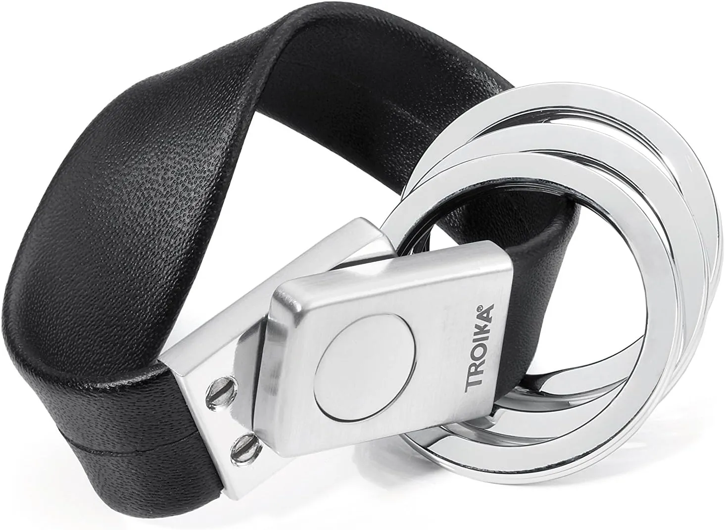 Troika Twister Black Leather Keyring (KRG649LE)