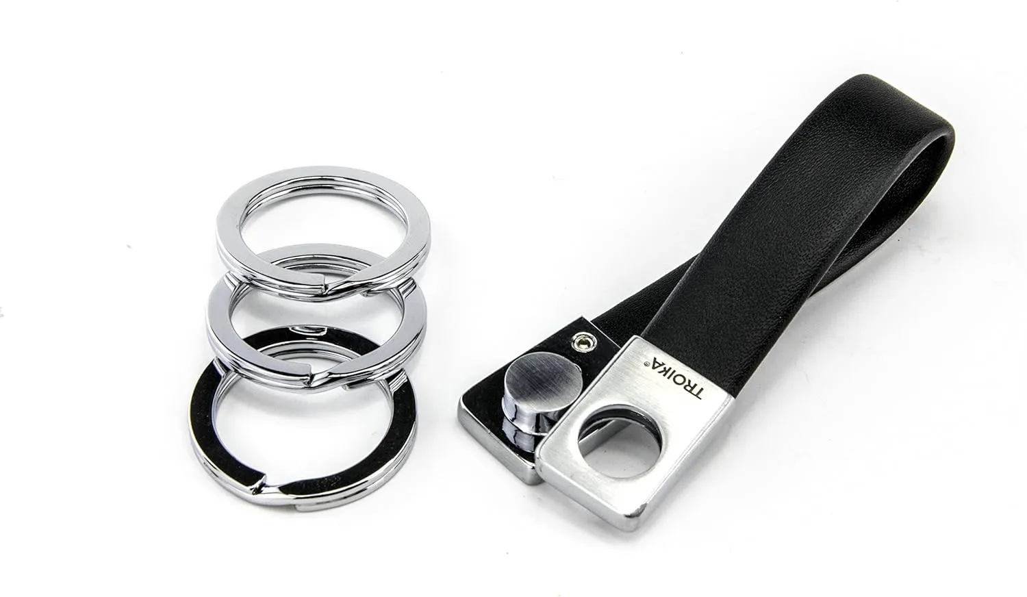 Troika Twister Black Leather Keyring (KRG649LE)