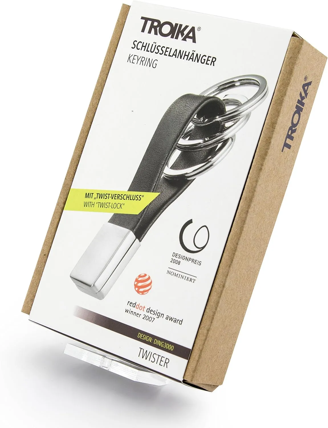 Troika Twister Black Leather Keyring (KRG649LE)