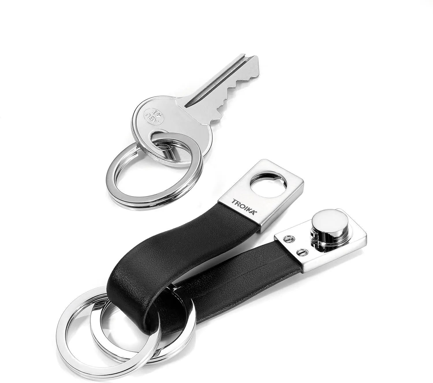 Troika Twister Black Leather Keyring (KRG649LE)