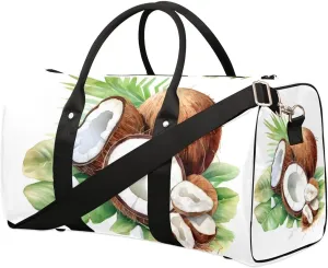 Tropical Fruit Coconut Travel Duffel Bag for Women Men Waterproof Foldable Overnight Weekender Bag Large Capacity Sports Gym Bag