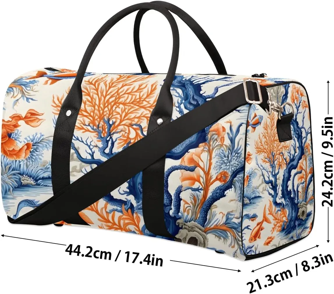 Tropical Ocean Fish Corals Travel Duffel Bag for Women Men Waterproof Foldable Overnight Weekender Bag Large Capacity Sports Gym Bag