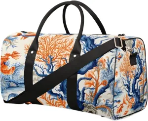 Tropical Ocean Fish Corals Travel Duffel Bag for Women Men Waterproof Foldable Overnight Weekender Bag Large Capacity Sports Gym Bag