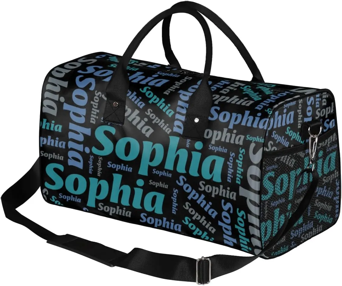 TropicalLife Personalized Duffel Bag Custom Name Sport Gym Bag Duffle Dance Bag Weekender Bags for Women Black Green Grey