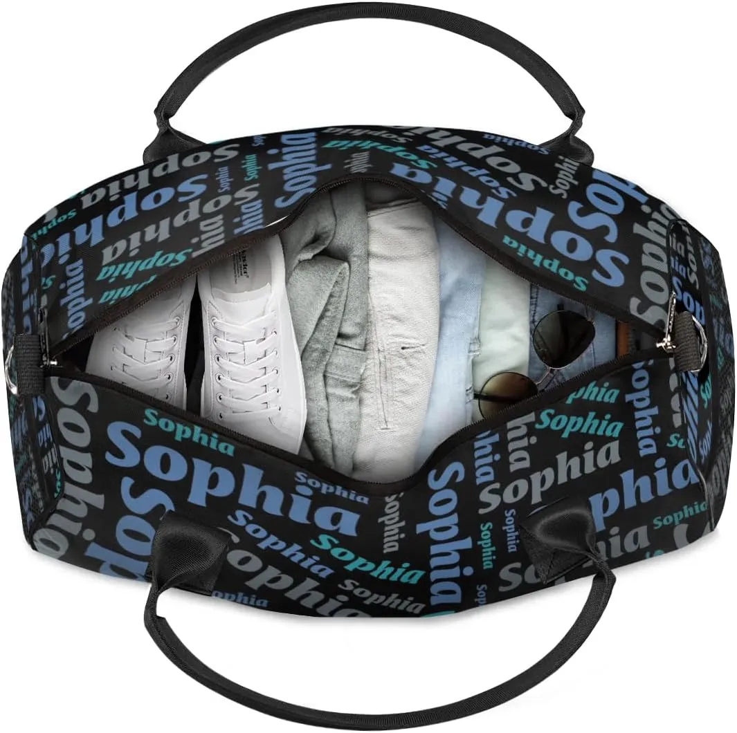 TropicalLife Personalized Duffel Bag Custom Name Sport Gym Bag Duffle Dance Bag Weekender Bags for Women Black Green Grey