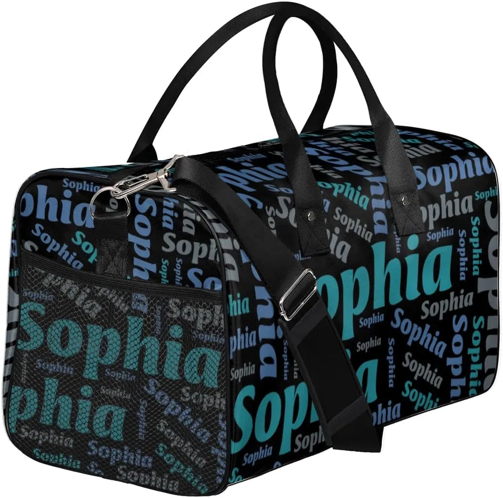 TropicalLife Personalized Duffel Bag Custom Name Sport Gym Bag Duffle Dance Bag Weekender Bags for Women Black Green Grey