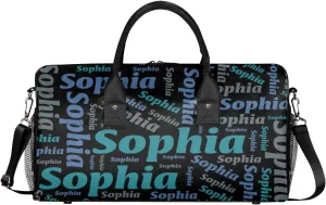 TropicalLife Personalized Duffel Bag Custom Name Sport Gym Bag Duffle Dance Bag Weekender Bags for Women Black Green Grey
