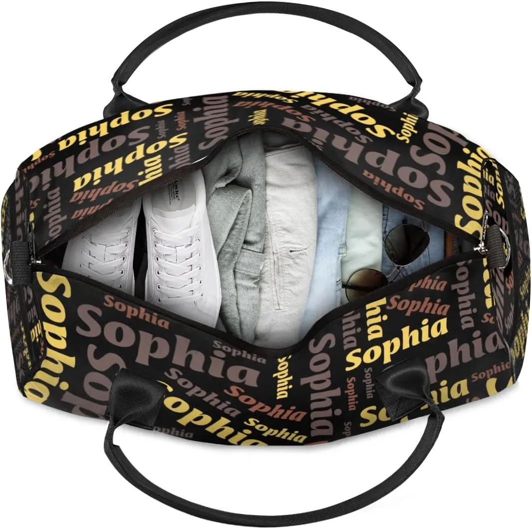 TropicalLife Personalized Duffel Bag Custom Name Sport Gym Bag Duffle Dance Bag Weekender Bags for Women Black