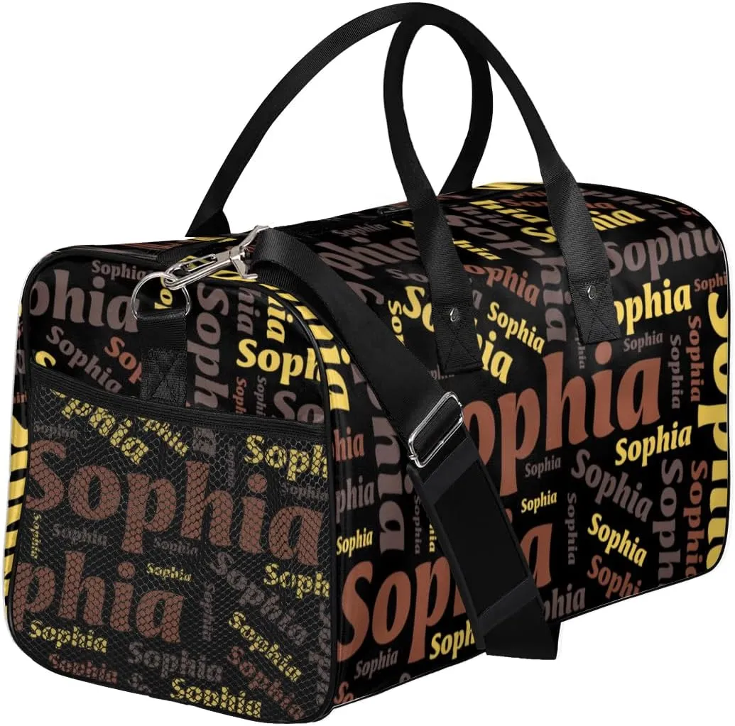 TropicalLife Personalized Duffel Bag Custom Name Sport Gym Bag Duffle Dance Bag Weekender Bags for Women Black