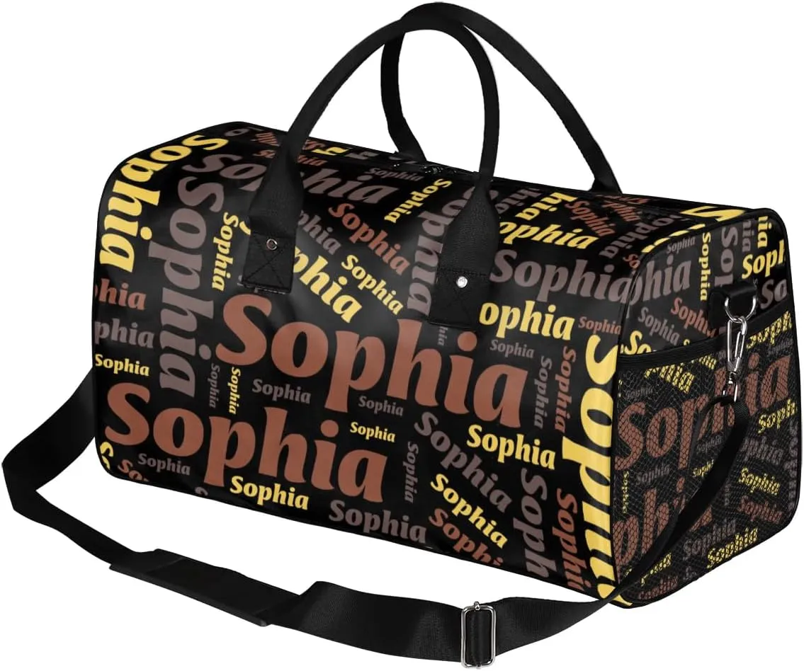 TropicalLife Personalized Duffel Bag Custom Name Sport Gym Bag Duffle Dance Bag Weekender Bags for Women Black