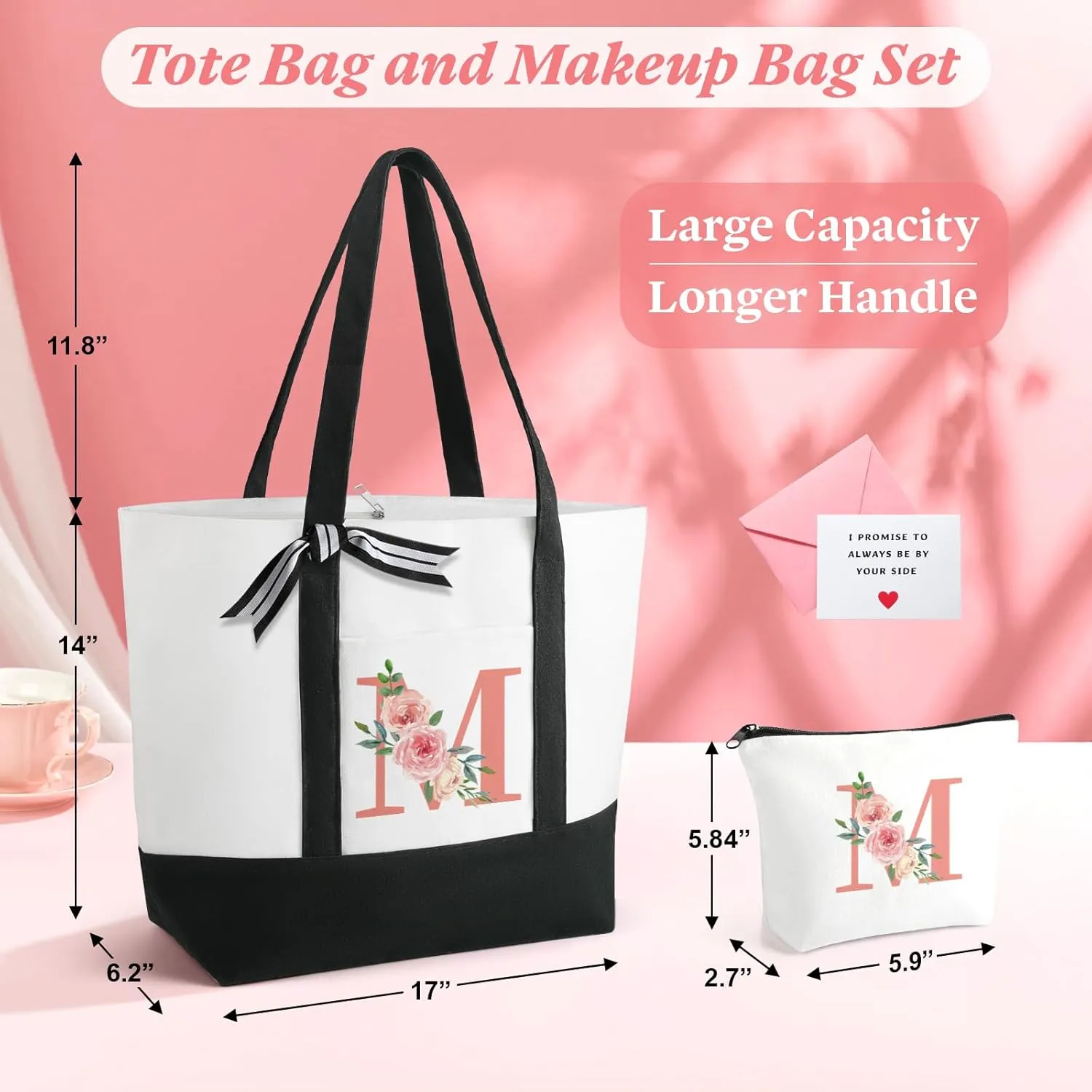 TRSODD Mothers Day Gifts for Mom Large Tote Bag and Makeup Bag Birthday Gifts for Women Wife Grandma Daughter Sister Friends Bridesmaid D