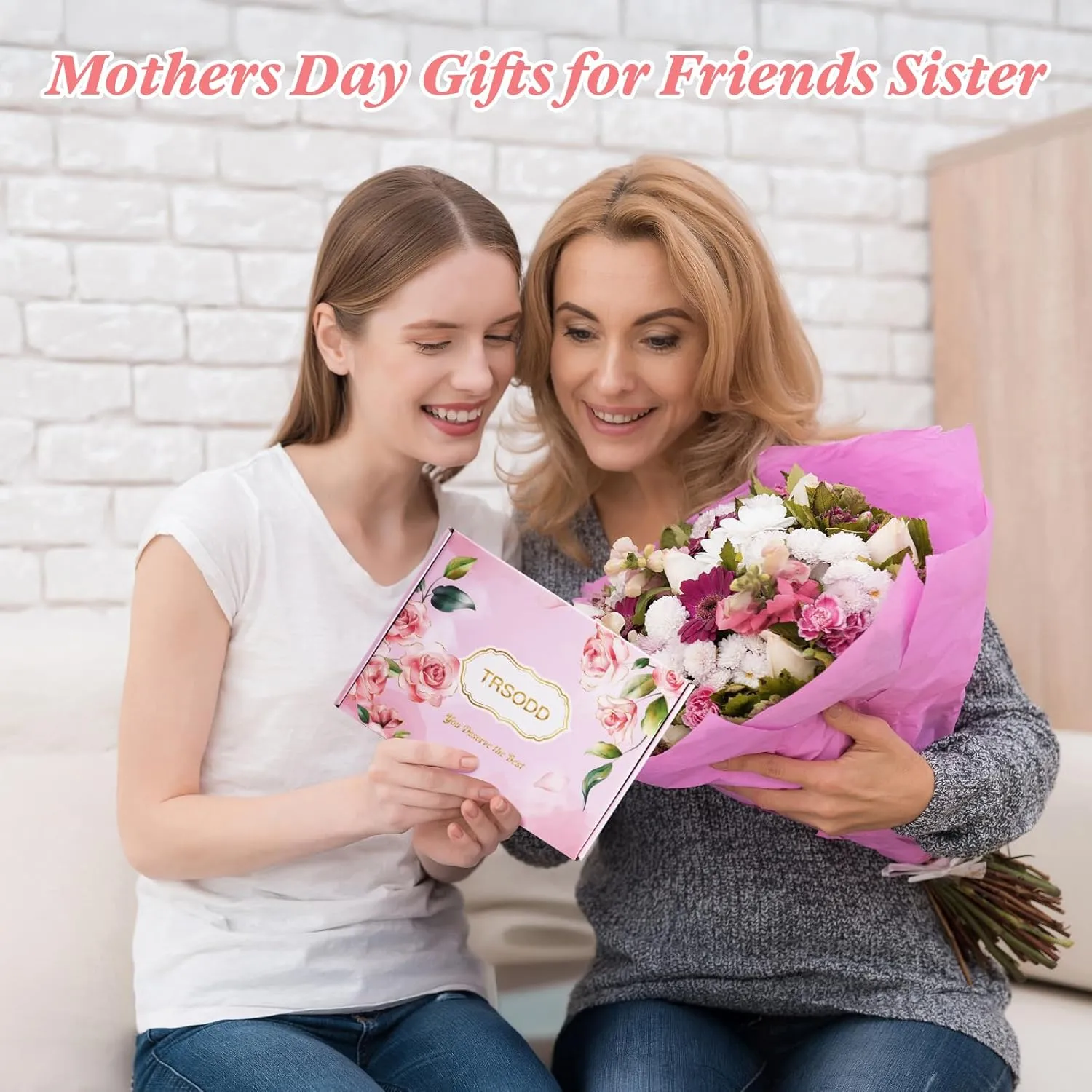 TRSODD Mothers Day Gifts for Mom Large Tote Bag and Makeup Bag Birthday Gifts for Women Wife Grandma Daughter Sister Friends Bridesmaid D
