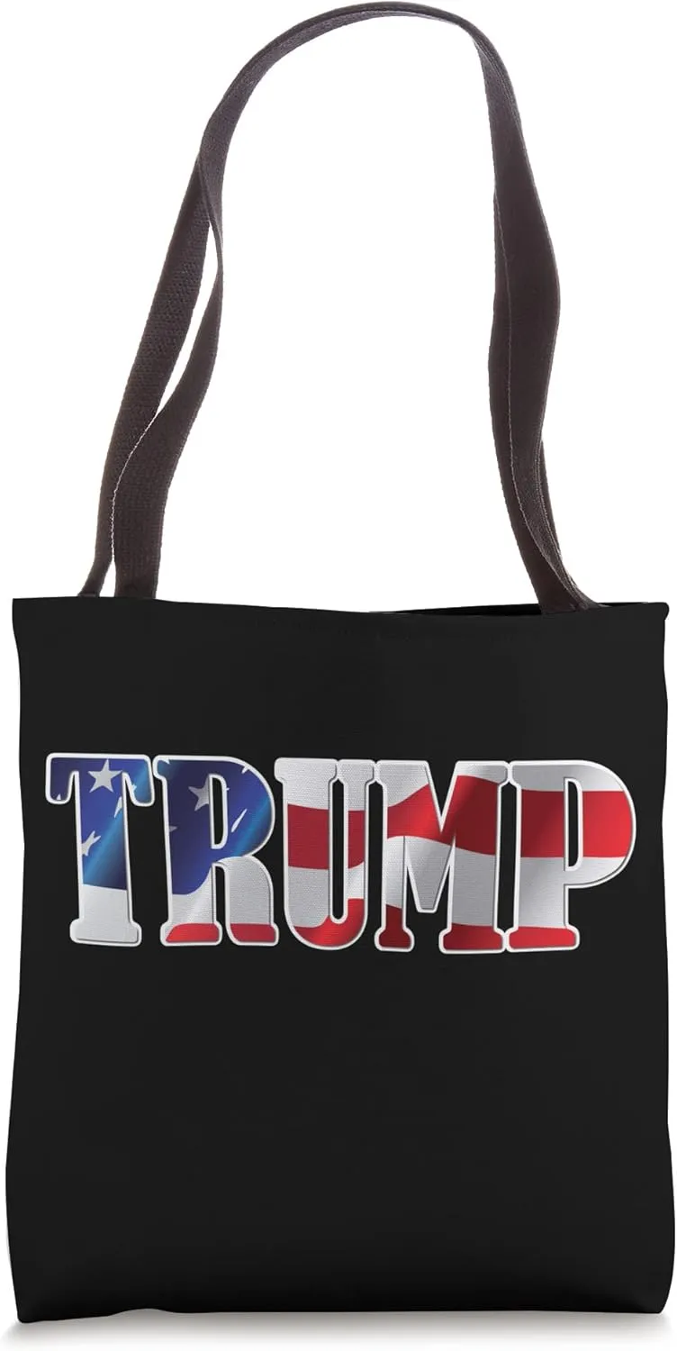 Trump American Flag Graphic Trump Supporter Re-election 2024 Tote Bag