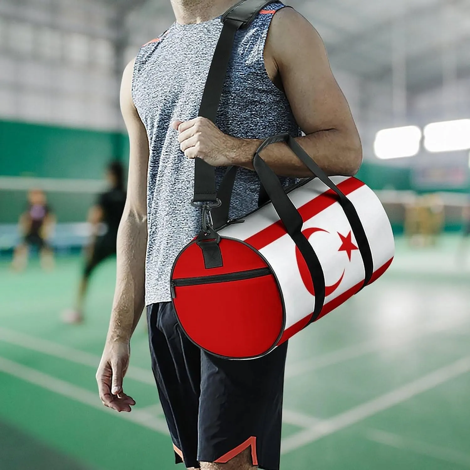 Turkish Republic Northern Cyprus Flag Gym Bag for Girls Boys Sports Duffel with Wet Pocket Travel Weekender