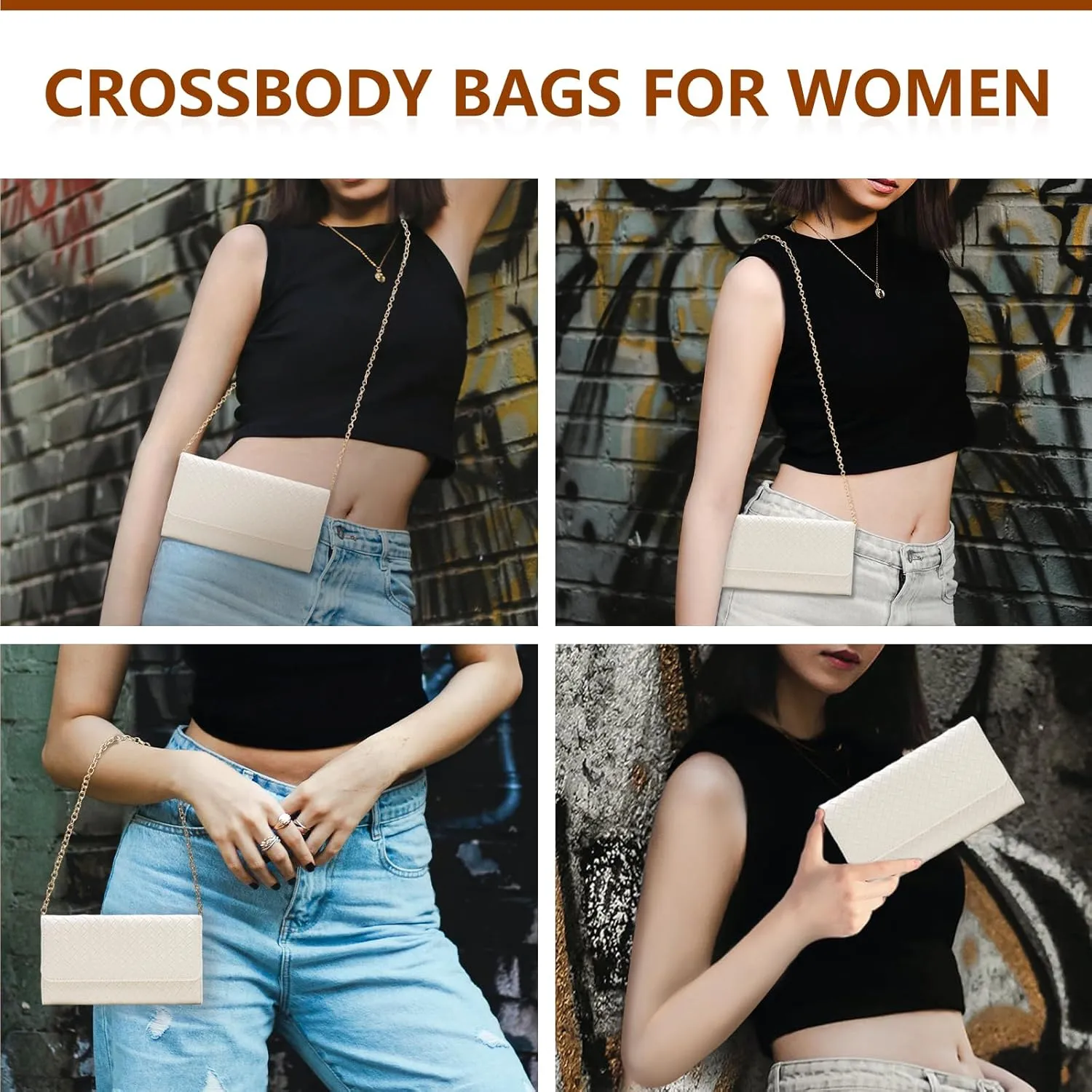 U U Crossbody Bags for Women, Handbags Cell Phone Wallet Small Purse with Credit Card Slots and Removebale Chain