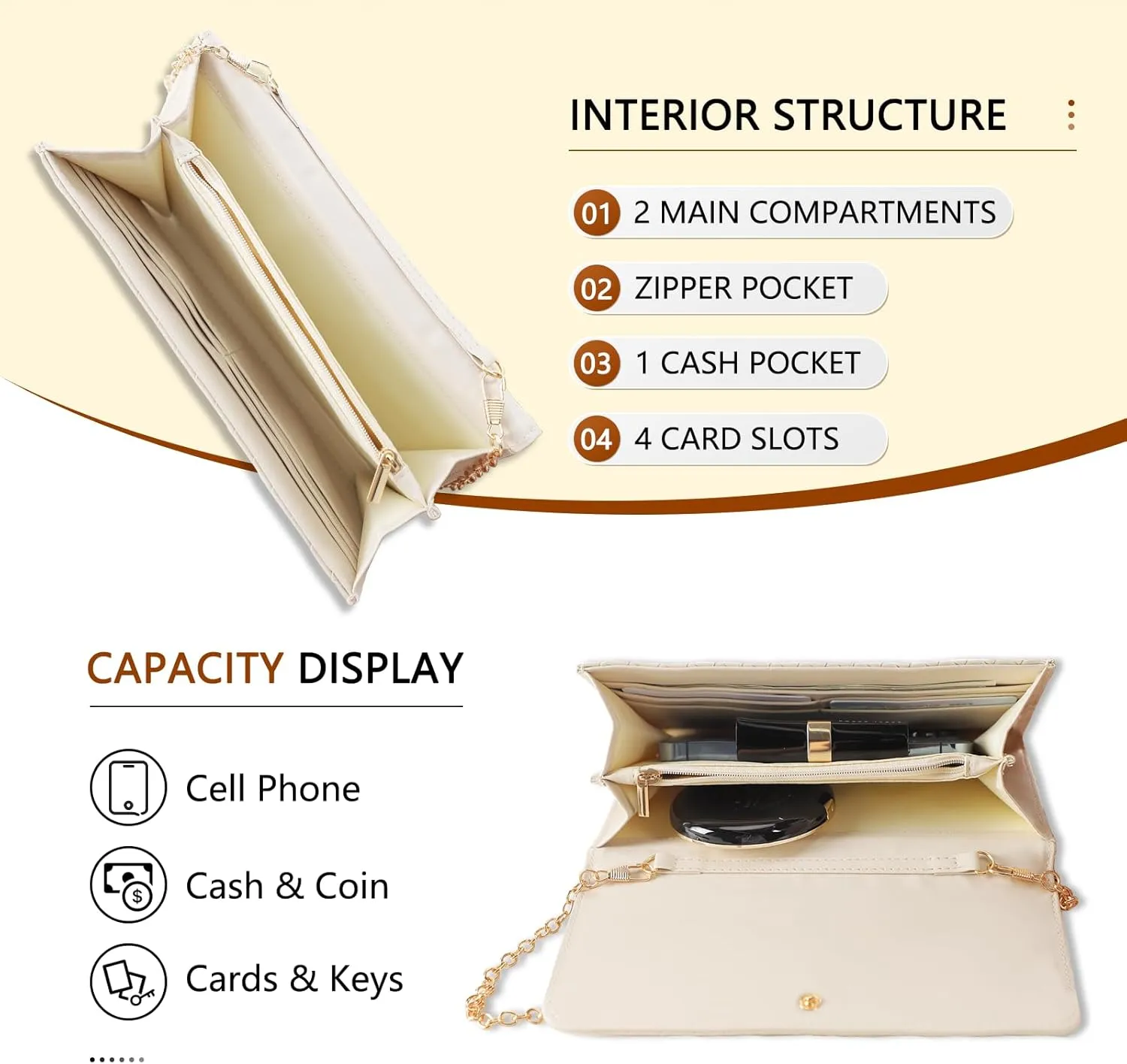 U U Crossbody Bags for Women, Handbags Cell Phone Wallet Small Purse with Credit Card Slots and Removebale Chain