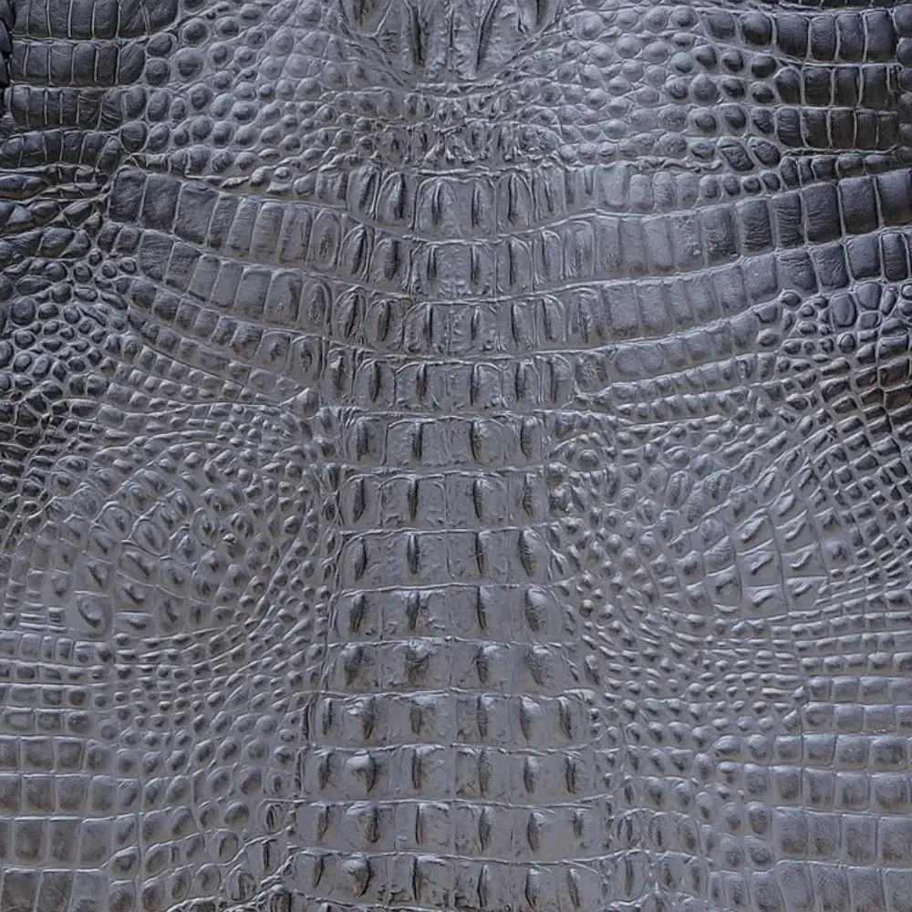 Unique Gray Crocodile Embossed Biker Leather Vest