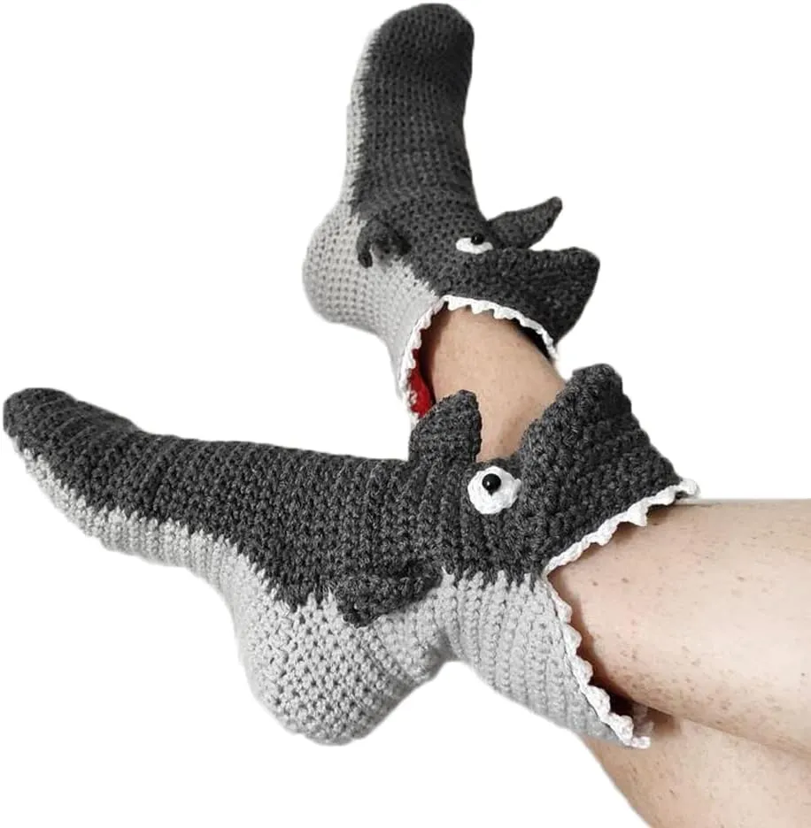 Unisex Knit Funny Animal Crocodile Socks Novelty Shark Crocodile Floor Socks Wool Winter Warm Thick Casual Sock