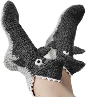 Unisex Knit Funny Animal Crocodile Socks Novelty Shark Crocodile Floor Socks Wool Winter Warm Thick Casual Sock