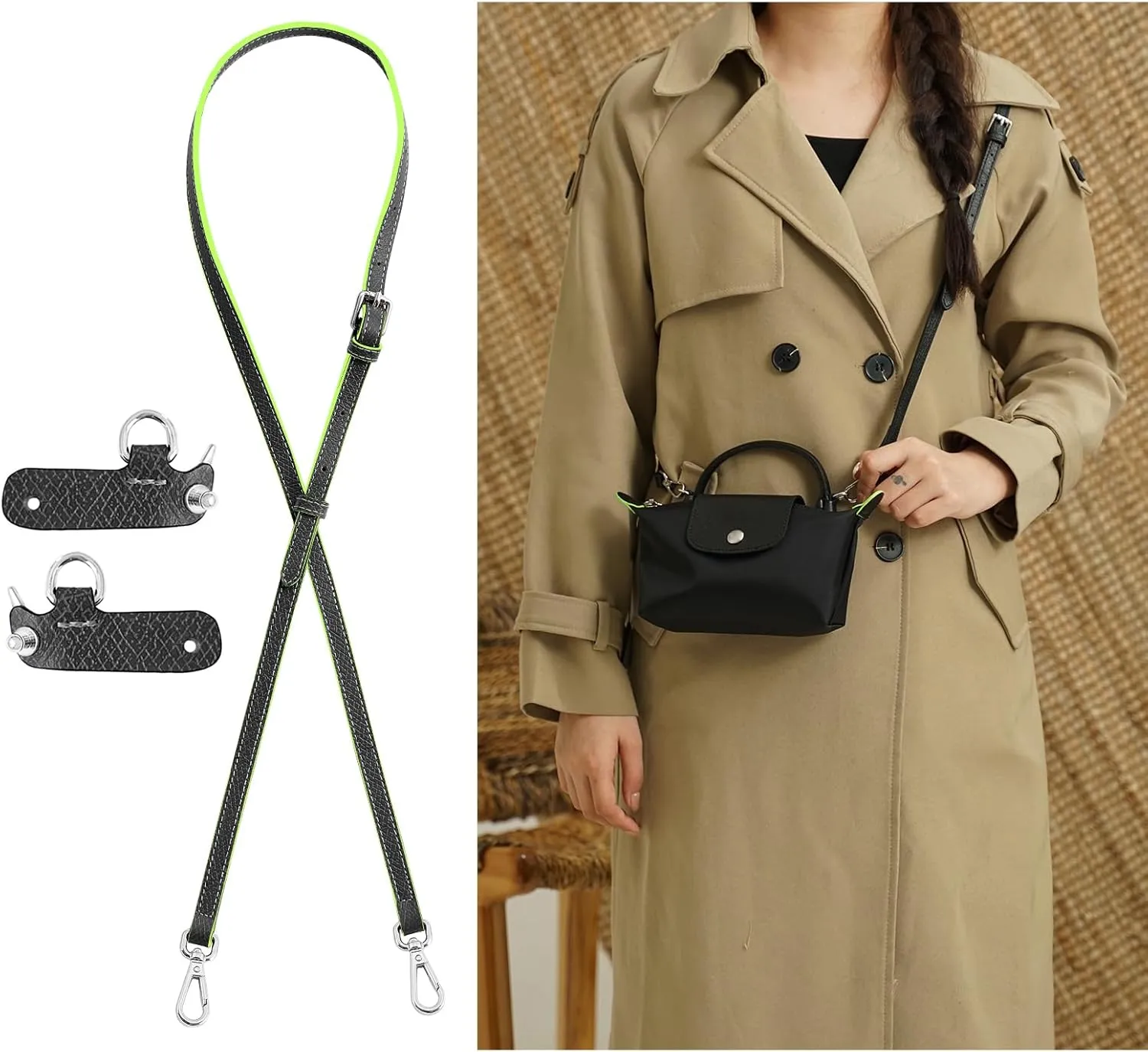 Upgraded Leather Purse Straps for Longchamp Mini Bag Conversion Kit, Bag Shoulder Strap Replacement Crossbody