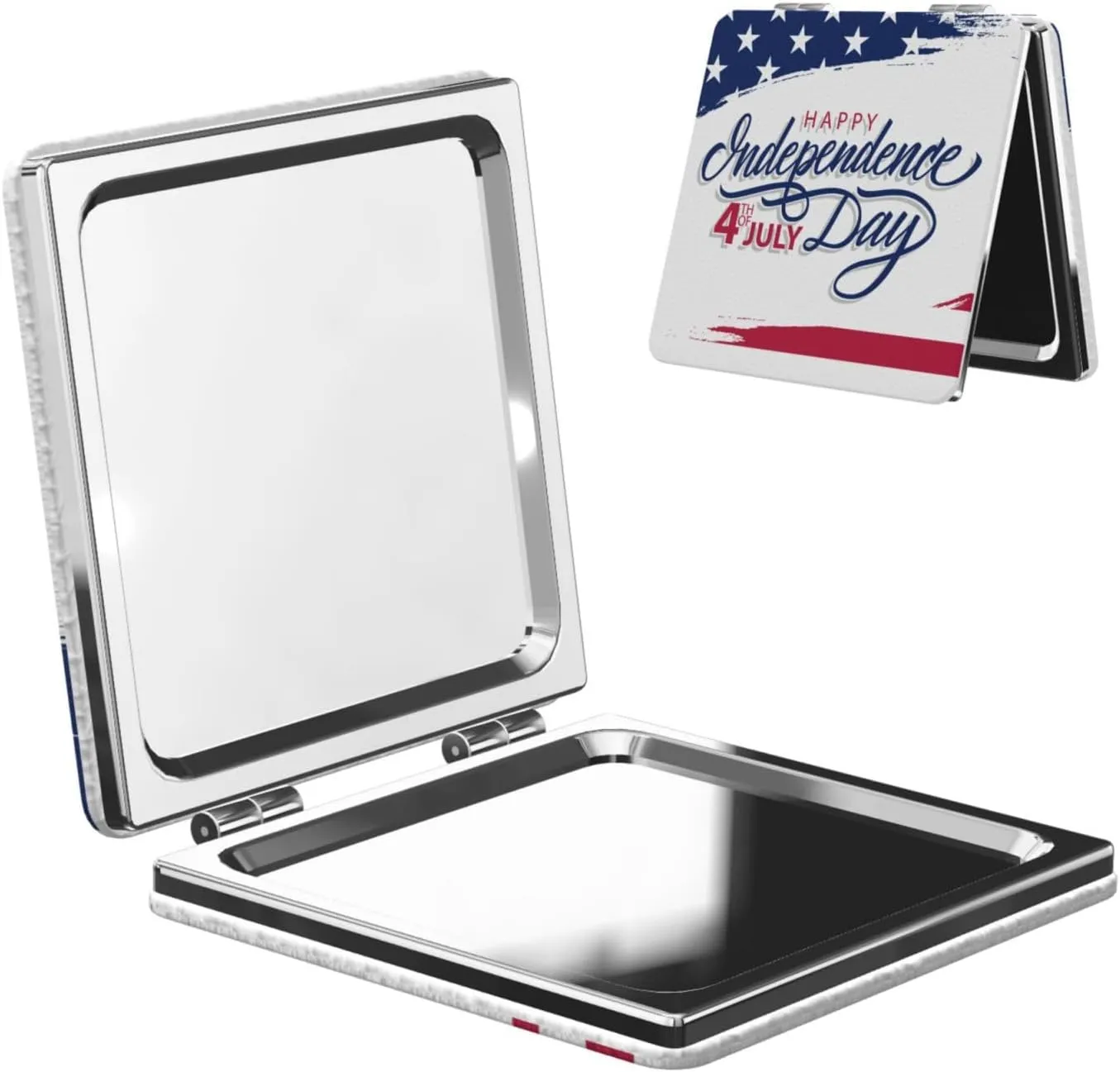 USA Flag 4th July Independence Day Women Small Pocket Mirror Travel Cosmetic Mirror Folding Handheld Makeup Mirror