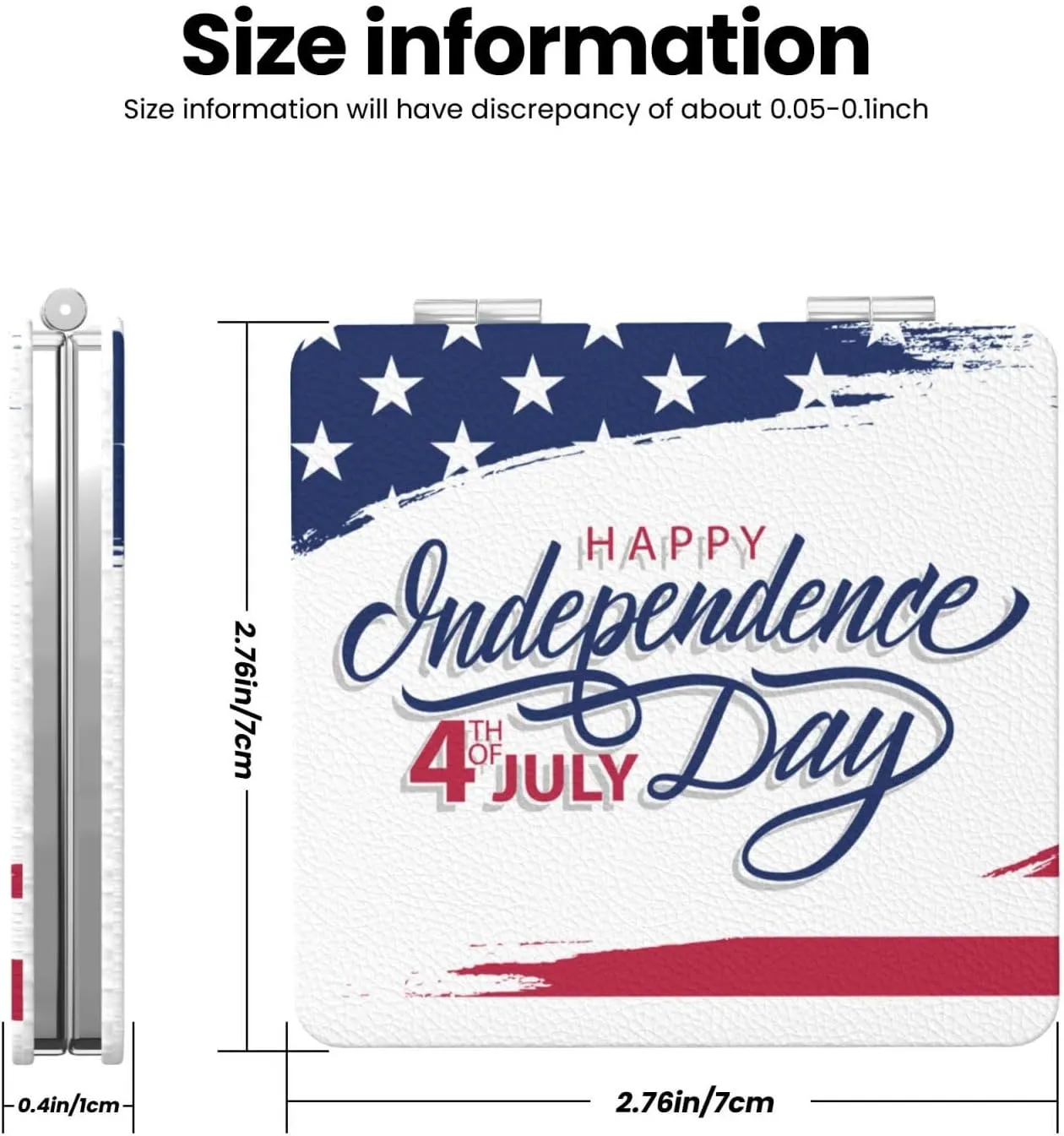 USA Flag 4th July Independence Day Women Small Pocket Mirror Travel Cosmetic Mirror Folding Handheld Makeup Mirror